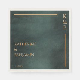 Modern Emerald Grönt Black Elegant bröllop Pappersservett