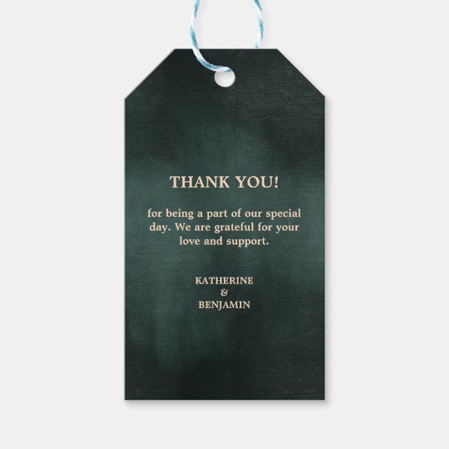 Modern Emerald Grönt Black Elegant bröllop Presentetikett (Framsidan)