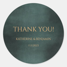 Modern Emerald Grönt Black Elegant bröllop Runt Klistermärke