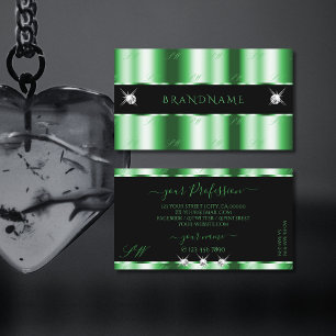 Modern Emerald Grönt Black Gnistra Jewels Monogram Visitkort