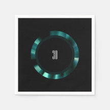 Modern Emerald Grönt Blommigt - Papper svart dekor