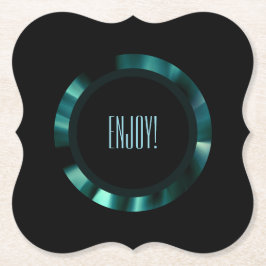 Modern Emerald Grönt Blommigt - Papper svart dekor Underlägg Papper