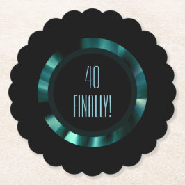 Modern Emerald Grönt Blommigt - Papper svart dekor Underlägg Papper