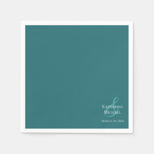 Modern Emerald Grönt-Bröllop- Pappersservett (Framsidan)