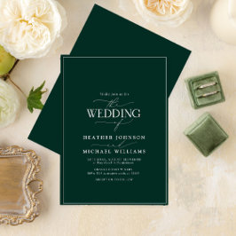 Modern Emerald Grönt Calligraphy Bröllop Inbjudningar