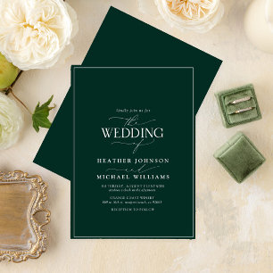 Modern Emerald Grönt Calligraphy Bröllop Inbjudningar