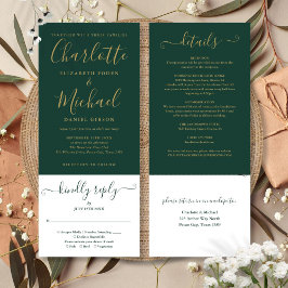 Modern Emerald Grönt Elegant Guld-skript Inbjudningar