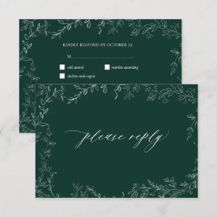 Modern Emerald Grönt Elegant Löv Bröllop OSA Kort