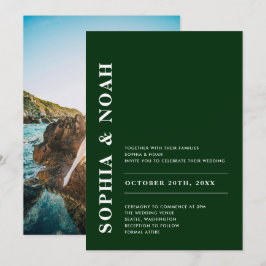 Modern Emerald Grönt Elegant Simple Bröllop Photo Inbjudningar