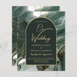 Modern Emerald Grönt Guld Agate Marble BRÖLLOP