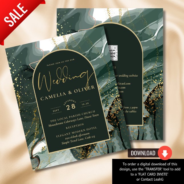 Modern Emerald Grönt Guld Agate Marble BRÖLLOP (Skapare uppladdad)