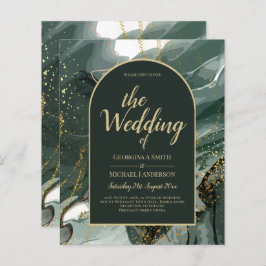 Modern Emerald Grönt Guld Agate Marble BRÖLLOP