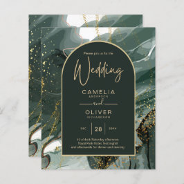 Modern Emerald Grönt Guld Agate Marble BRÖLLOP