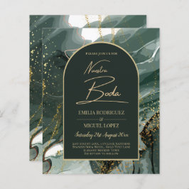 Modern Emerald Grönt Guld Agate Marble BRÖLLOP