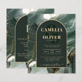 Modern Emerald Grönt Guld Agate Marble BRÖLLOP