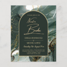 Modern Emerald Grönt Guld Agate Marble BRÖLLOP