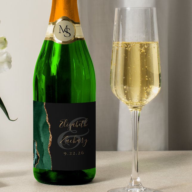 Modern Emerald Grönt Guld Agate Mörk Bröllop (Skapare uppladdad)