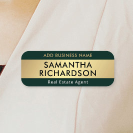 Modern Emerald Grönt & Guld Employee Chic Business Namnbricka
