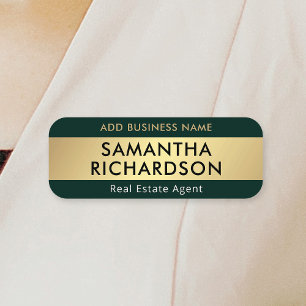Modern Emerald Grönt & Guld Employee Chic Business Namnbricka