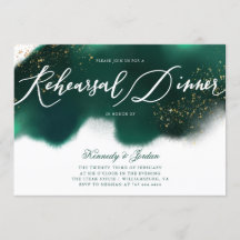 Modern Emerald Grönt Guld Glitter Rehearsal Dinner