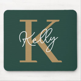 Modern Emerald Grönt Guld Monogram Musmatta