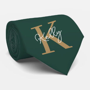 Modern Emerald Grönt Guld Monogram Slips
