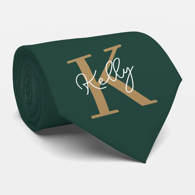 Modern Emerald Grönt Guld Monogram Slips (Rullad)