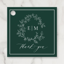 Modern Emerald Grönt Leafy Vapensköld Monogram Brö Gåvor Etiketter