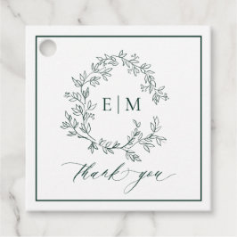 Modern Emerald Grönt Leafy Vapensköld Monogram Brö Gåvor Etiketter