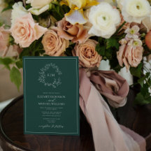 Modern Emerald Grönt Leafy Vapensköld Monogram Brö