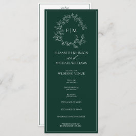 Modern Emerald Grönt Leafy Vapensköld Monogram Brö Program