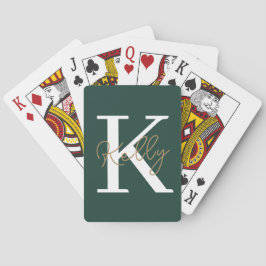 Modern Emerald Grönt Monogram Script Casinokort