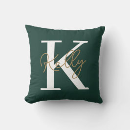 Modern Emerald Grönt Monogram Script Kudde