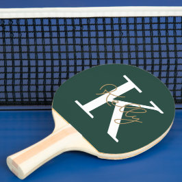 Modern Emerald Grönt Monogram Script Pingisracket
