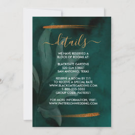 modern emerald grönt och löv-hölje inbjudningar