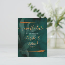 modern emerald grönt och löv Spara datum Meddelande Vykort