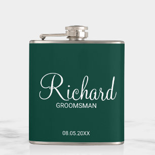 Modern Emerald Grönt Personlig Groomsman Fickplunta