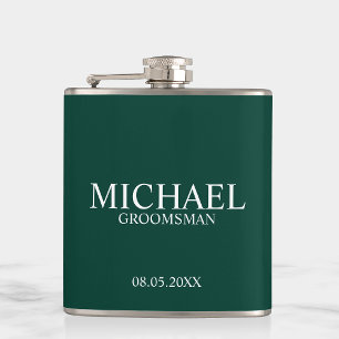 Modern Emerald Grönt Personlig Groomsman Fickplunta
