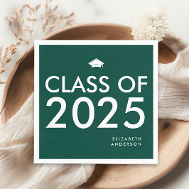 Modern Emerald Grönt Personlig Studentfest Pappersservett