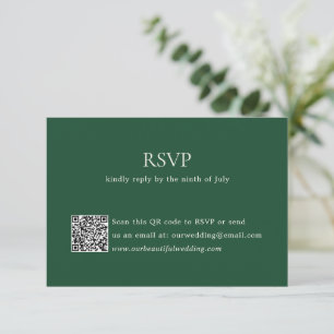 Modern Emerald Grönt QR Code Elegant bröllop OSA Kort