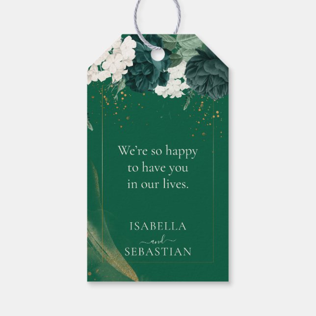 Modern Emerald Grönt Ro Bröllop Presentetikett (Baksidan)