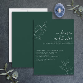 Modern Emerald Grönt Script Botanical Bröllop Invi Inbjudningar