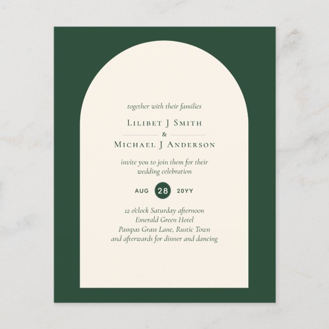 Modern Emerald Grönt Typography Bröllop Flygblad (Framsidan)