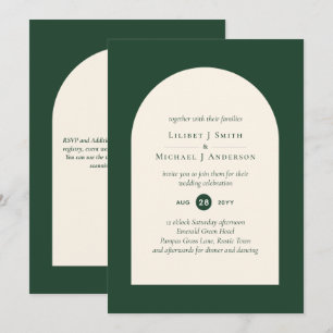 Modern Emerald Grönt Typography Bröllop Inbjudningar