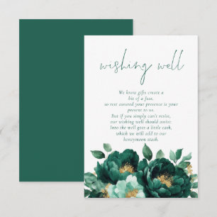 Modern Emerald Guld Blommigt Bröllop Wishing Wishi Tilläggskort