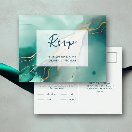 Modern Emerald Guld Boho Beach Wedding Meal OSA Inbjudan Vykort