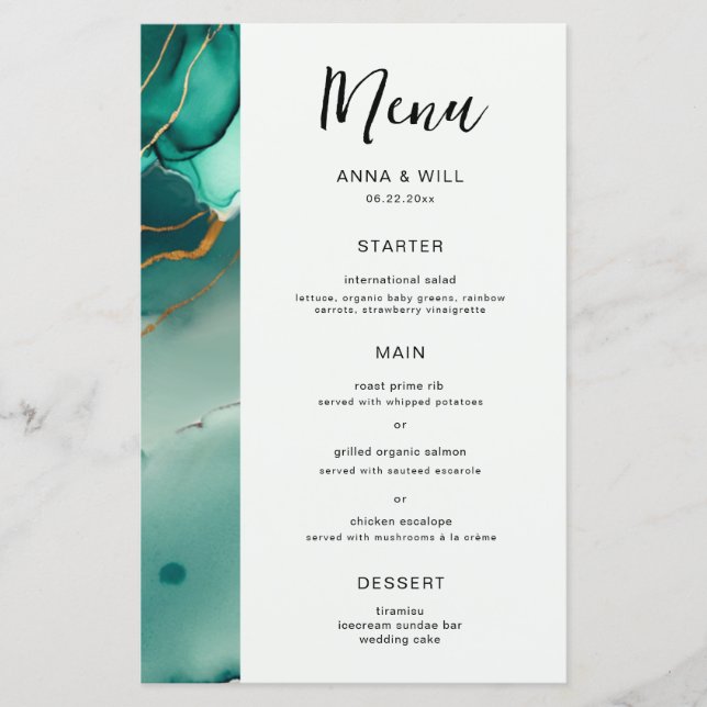 Modern Emerald Guld Teal Elegant Beach Wedding (Framsida)