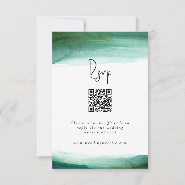Modern Emerald Watercolor Bröllop OSA (Framsida)