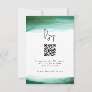 Modern Emerald Watercolor Bröllop OSA Kort