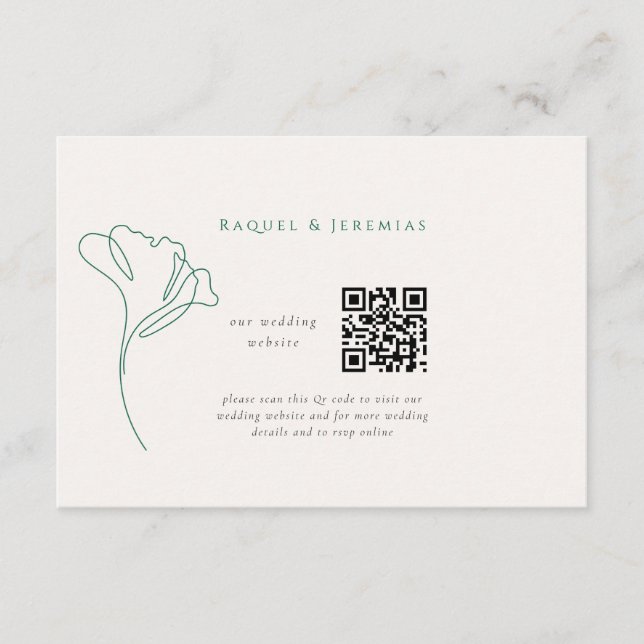Modern Emerald Wedding Website Enclosure Card Tilläggskort (Framsida)